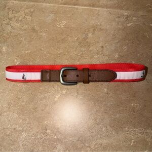 Janie and Jack Toddler Boys Belt Size 2T-3T Coral White Nautical Sailboat Anchor